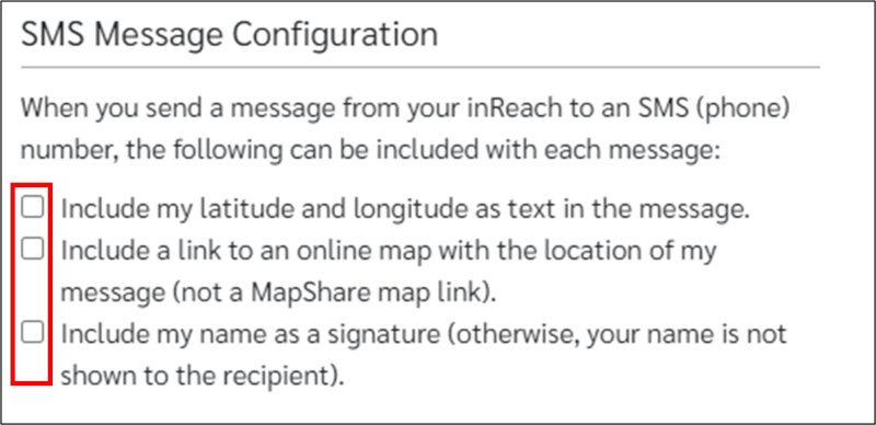 SMS Message Configuration